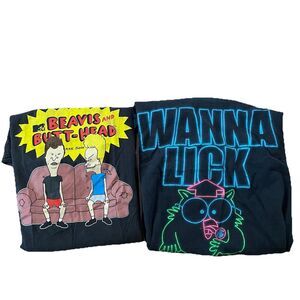 Mens Cartoon Shirt Bundle Graphic Tees Size Small 2pc